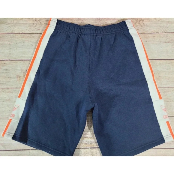 Adidas Outline Sweat Shorts Boys Size XL Navy Blue White Peach Pockets New - Picture 2 of 4